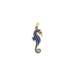 Seahorse Charm with Blue Enamel in 14k