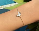 Vintage Sweet Alhambra Mother of Pearl Butterfly Bracelet in 18K