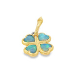 White Opal Clover Clip Pendant in 14k