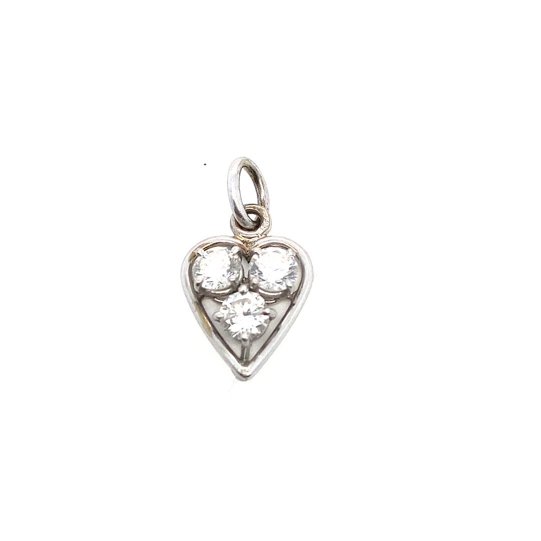 Vintage Diamond Heart Pendant in 18K