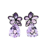 Amethyst Flower Drop Earrings in 18k