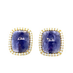 Blue Moon Quartz and Diamond Earrings in 14k