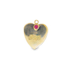 Ellie Engraved Heart Charm with Ruby in 14k