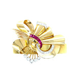 Vintage Retro Hinge Bracelet with Rubies and Diamonds in 18k
