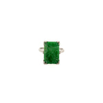 Vintage Carved Jade Ring in 14K White Gold