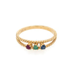 Vintage Sapphire, Emerald, and Ruby Ring in 14K