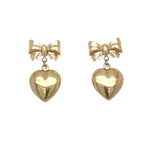 Vintage Heart Bow Earrings in 14K