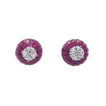 Vintage Diamond and Ruby Earrings in 18K White Gold