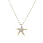 Diamond Starfish Pendant Necklace in 14K Gold