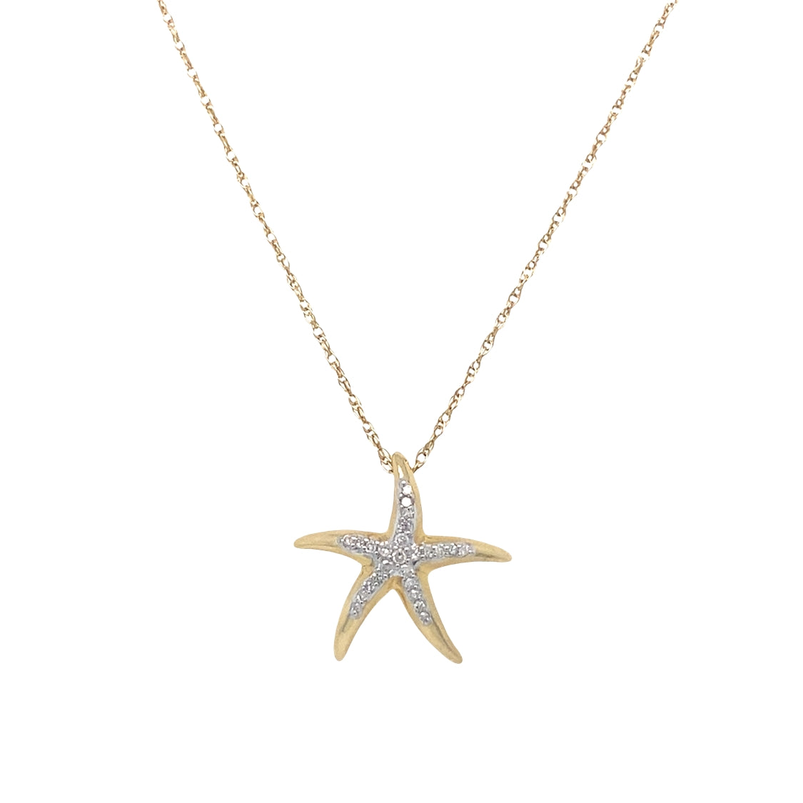 Vintage Diamond Star Necklace in 14K Gold
