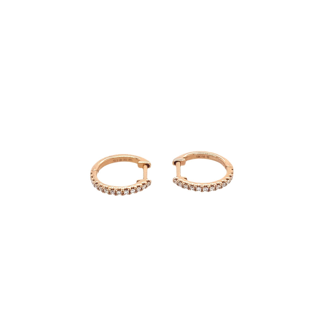 Vintage Rose Gold Diamond Huggies in 18K