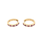 Vintage Ruby and Diamond Hoop Earrings in 14K