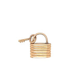 Vintage Padlock and Key Charm in 14K