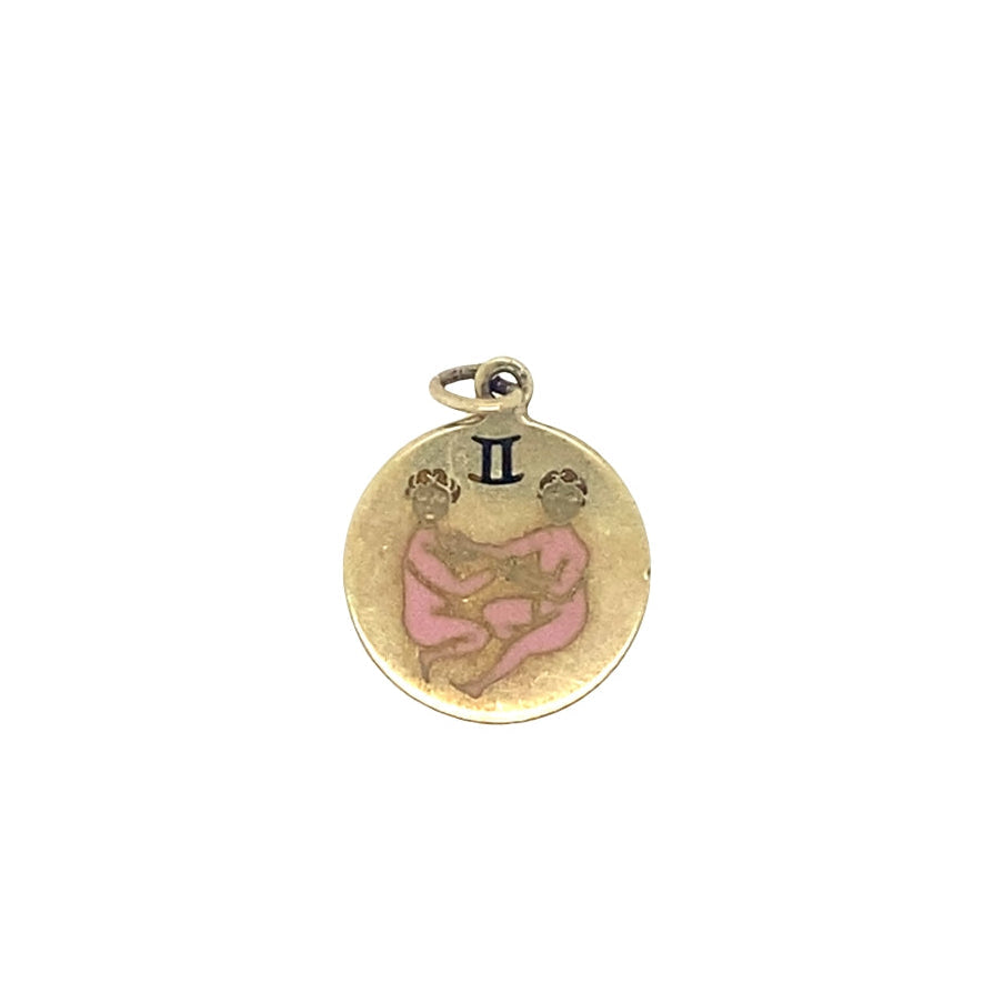 Vintage Gemini Zodiac Charm in 14K