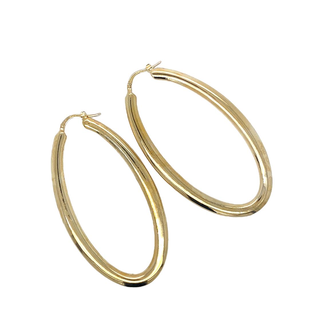 Large Vintage Oval hoops in 14K