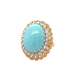 Vintage Diamond and Turquoise Ring in 18K