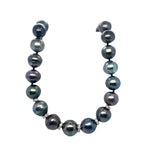 Semi Baroque Black Pearl Necklace with 6 Diamond Rondelles in 14K
