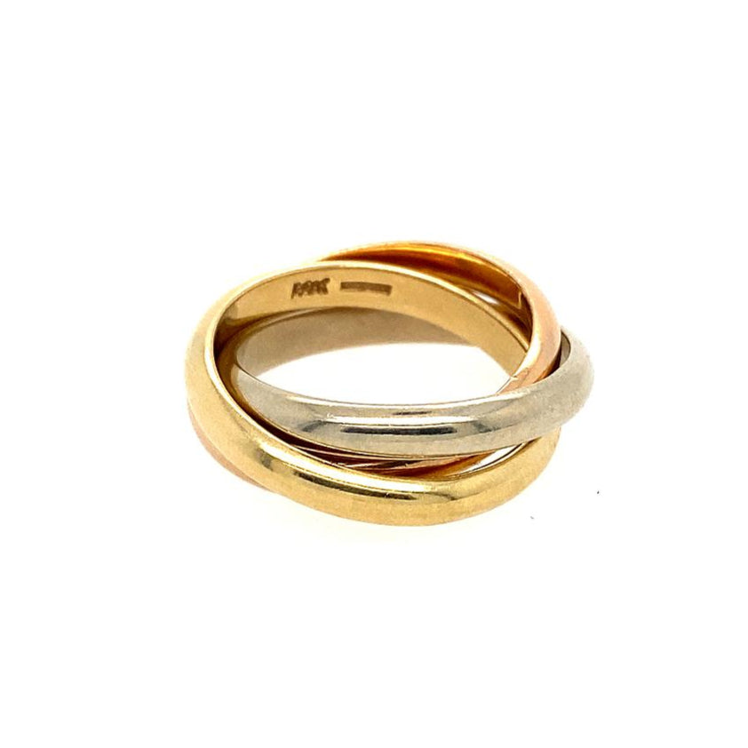Vintage Tricolor Rolling Ring in 14K Gold
