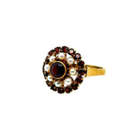 Garnet and Cultured Pearl Ring in 14K Gold