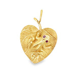 Frog on Heart Lilypad with Ruby Eyes in 14k