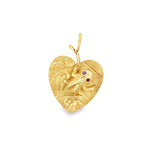 Frog on Heart Lilypad with Ruby Eyes in 14k