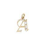 Vintage Diamond A Initial Charm in 18K