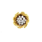 Mid-Century Burst Ring with Diamonds