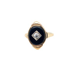 Vintage Diamond and Onyx Ring in 14K