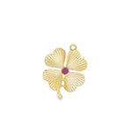 Vintage Clover Charm with Ruby in 14k