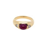 Cabochon Ruby and Diamond Ring in 18k