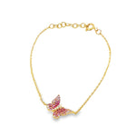 Pink Sapphire and Diamond Butterfly Bracelet in 14k