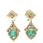 Vintage Emerald and Diamond Earrings in 14K