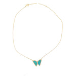 Turquoise Diamond Butterfly Necklace in 14k