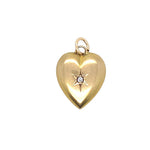 Gold Heart Charm with Diamond Star in 14k