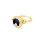 Vintage Floating Diamond and Lapis Ring in 14k