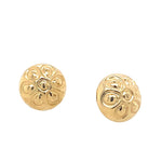 Vintage Round Flower Earrings in 14K