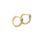 Small Snake Huggies w/ Emeralds in 14k