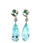 Aquamarine and Diamond Drop Earrings in 18k