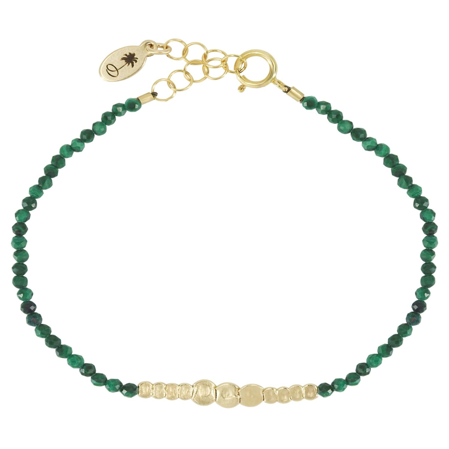 Olivia K Gemstone Fleck Bracelet in Malachite for Healing, Cleansing, and Good Luck