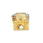 Pill Box Charm with Pearl in 14k
