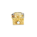 Articulated Pill Box Charm with Pearl in 14k
