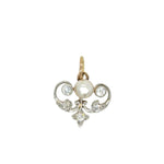 Vintage Diamond and Pearl Pendant in 14K