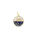 Olivia K Setting Sun Moon and Stars Clip Charm with Mother of Pearl, Lapis, and Diamonds in 14k