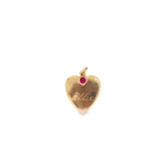 Vintage 'Ellie' Engraved Heart Charm with Ruby in 14k
