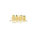 Vintage 4 Birds with Emerald Eyes in 14k + Diamonds