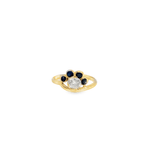 Old Mine Cut Diamond and Sapphire Ring in 14k