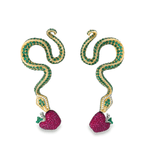 Serpent with Apple Earrings in 18k with Pavé Diamonds, Rubies, and Emeralds