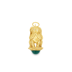Vintage Italian 3 Wise Monkey with Green Agate Fob in 18k