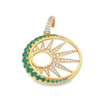 Diamond & Emerald Sun & Moon Clip Charm in 14k