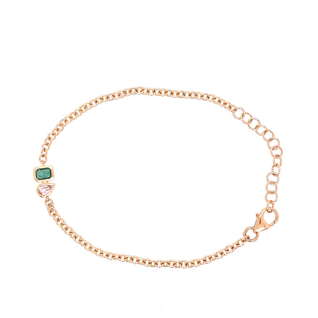 Emerald and Diamond Bracelet in 14K